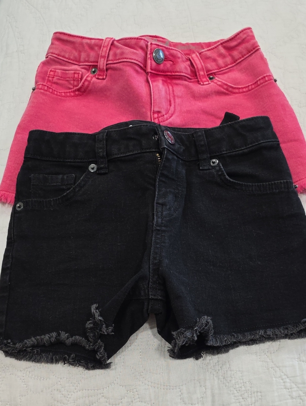 Cat & Jack Pink and Black Frayed-Hem Denim Shorts - 2 Pack